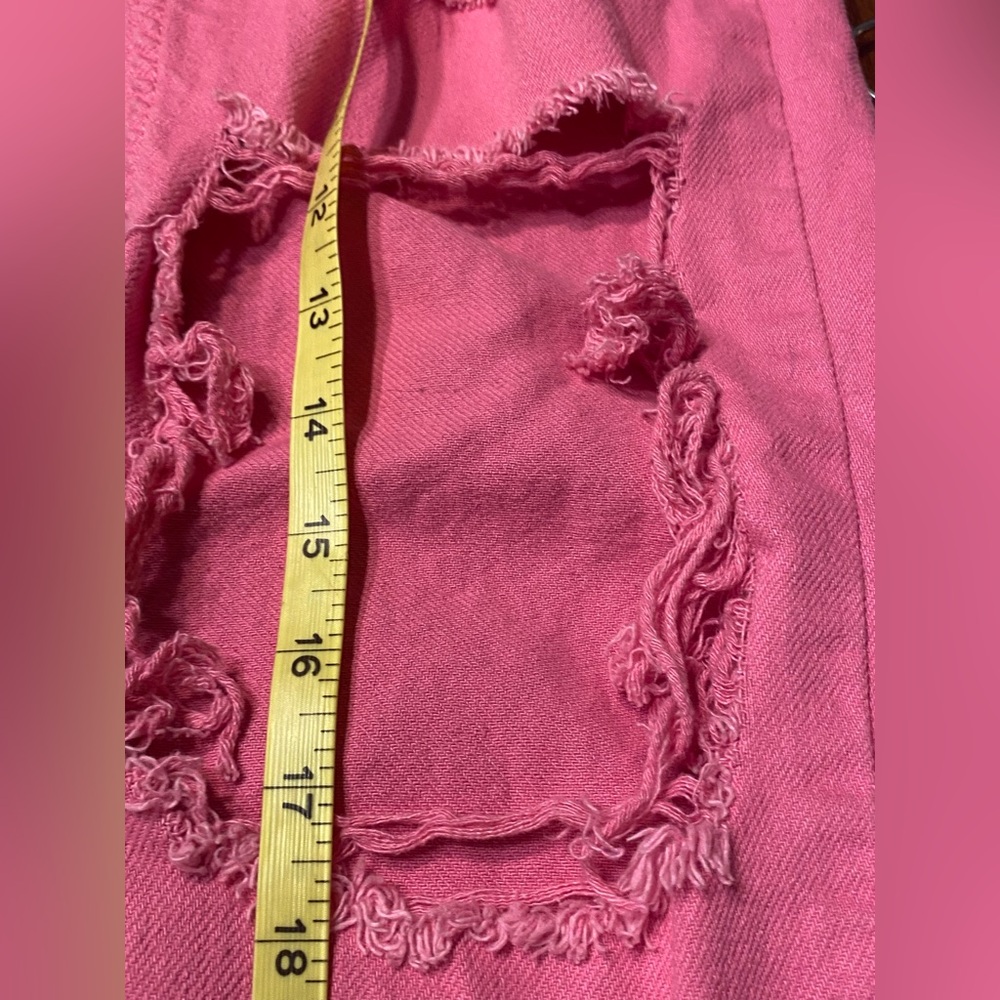 S.O.NG. Classic Mom jeans.  Bright pink.  Distressed.  Size 1/25. - Picture 10 of 10